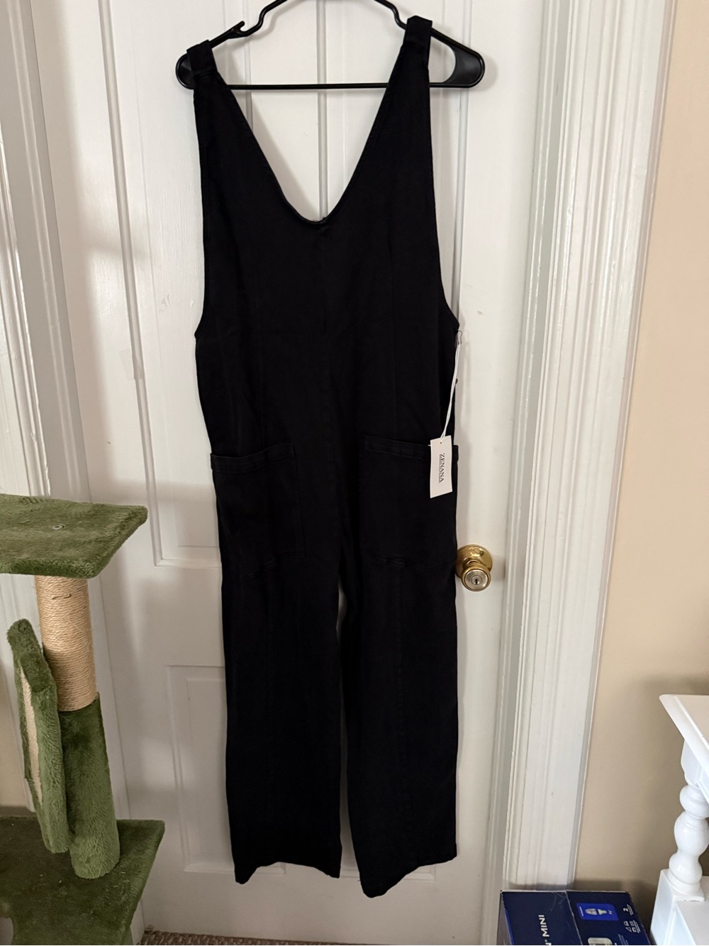 Zenana small new Black Women's Wide-Leg Denim Overalls
